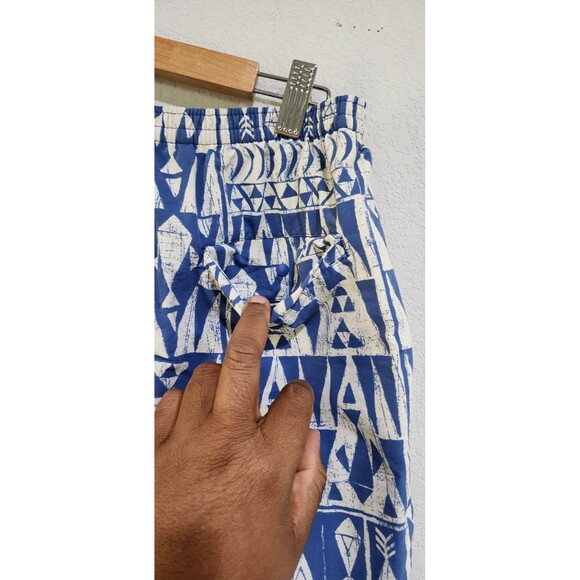 Patagonia Mens Geometric Swim Suit Trunks Drawstring Abstract Blue Hawaiian M - Picture 8 of 12
